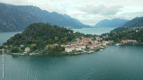 AERIAL: historic centre of Bellagio shelters 350m southwest of the promontory of the Larian Triangle photo