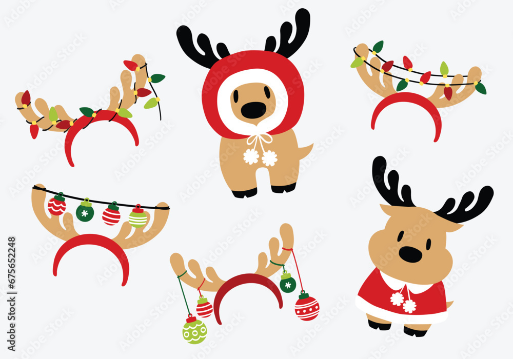 Fototapeta premium Christmas reindeer headband with ornaments