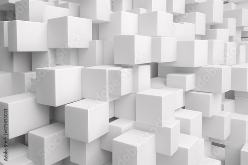 3D White Cubes Abstract Background