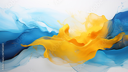 Blue and Gold Paint Splash and Texture on White Background Paint Stain 