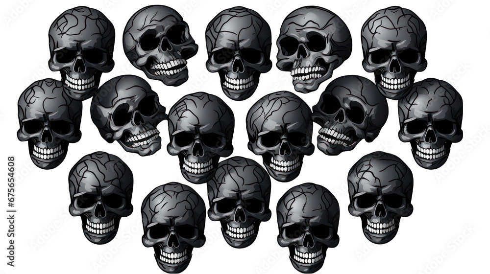 Skull-shaped Black Paper Stickers with White Eye Sockets Isolated on ...