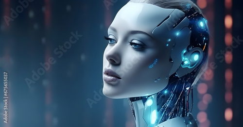 Beautiful female robot with artificial intelligence