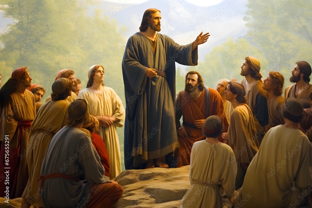 Jesus spreading his teaching to people Jesus spreading his teaching to people
