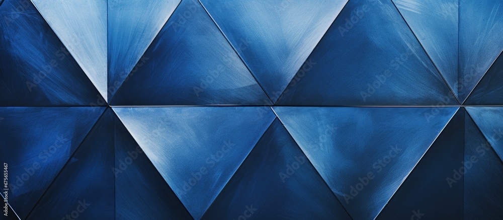The abstract blue diamond pattern on the wallpaper creates a mesmerizing background texture that glimmers in the light perfectly complementing the metal door and silver plate on the wall The abstract blue diamond pattern on the wallpaper creates a mesmerizing background texture that glimmers in the light perfectly complementing the metal door and silver plate on the wall