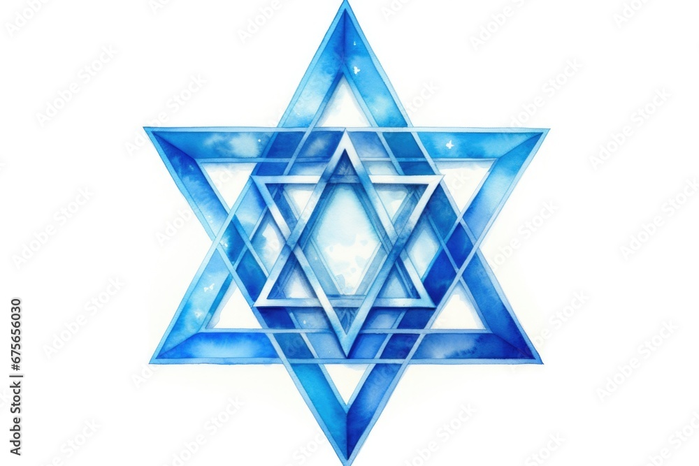 A blue Star of David on a clean white background. Perfect for religious and Jewish-themed designs