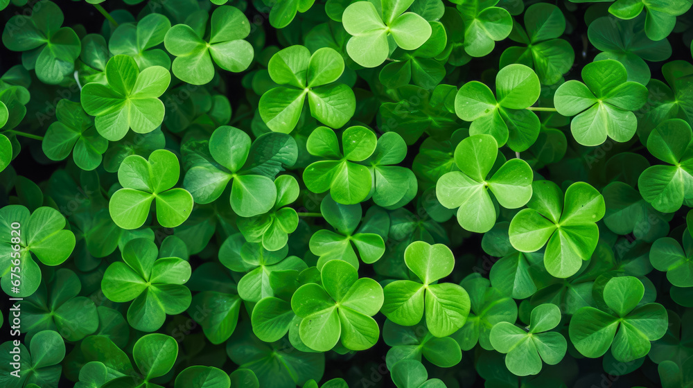 Green clover leaves background. Top view of clover leaves texture. Green clover leaves background. Top view of clover leaves texture.
