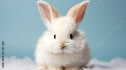 white rabbit on the snow HD 8K wallpaper Stock Photographic Image  © AA