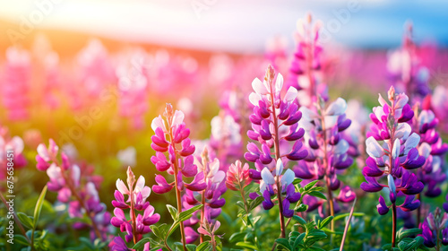 Purple flowers in the meadow.