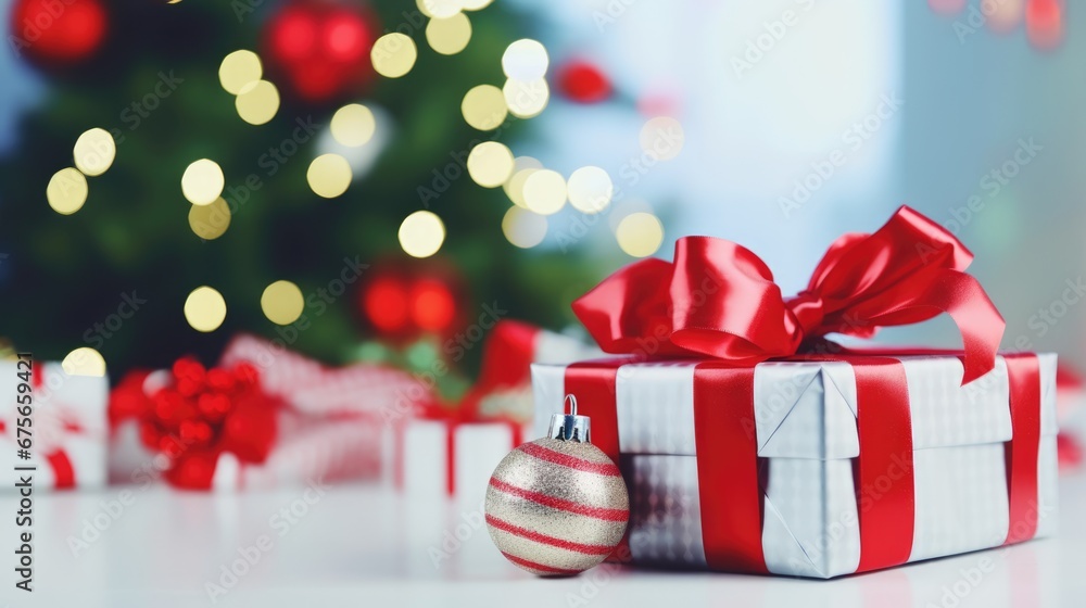 Merry Christmas and a happy new year. Background with Christmas gift box Merry Christmas and a happy new year. Background with Christmas gift box