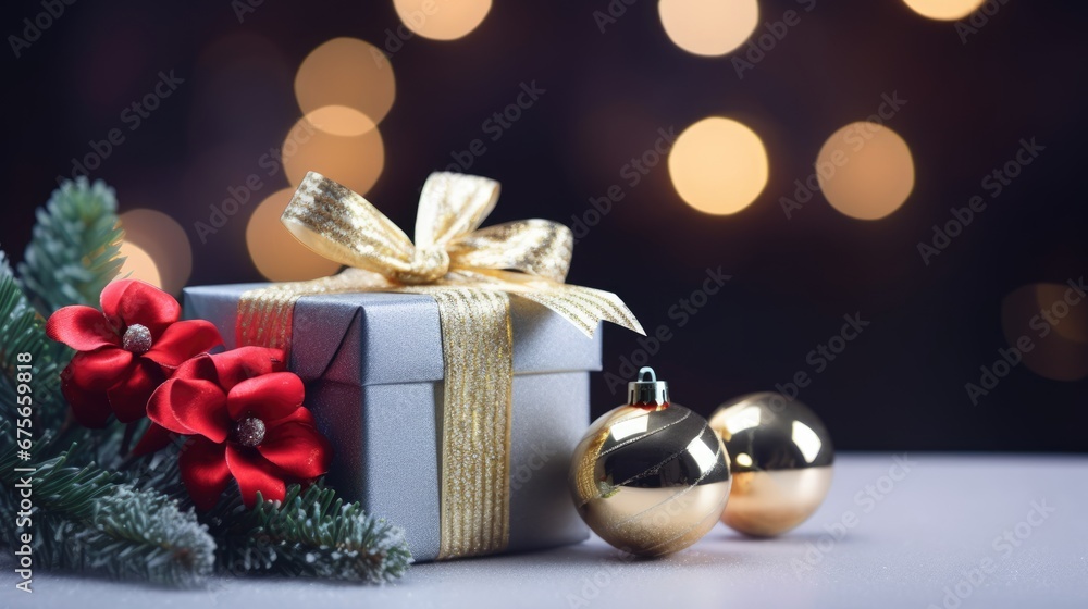 Merry Christmas and a happy new year. Background with Christmas gift box