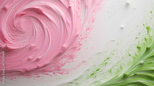 Timeless Pink and Moss Green Swirls on a White Canvas. generative AI