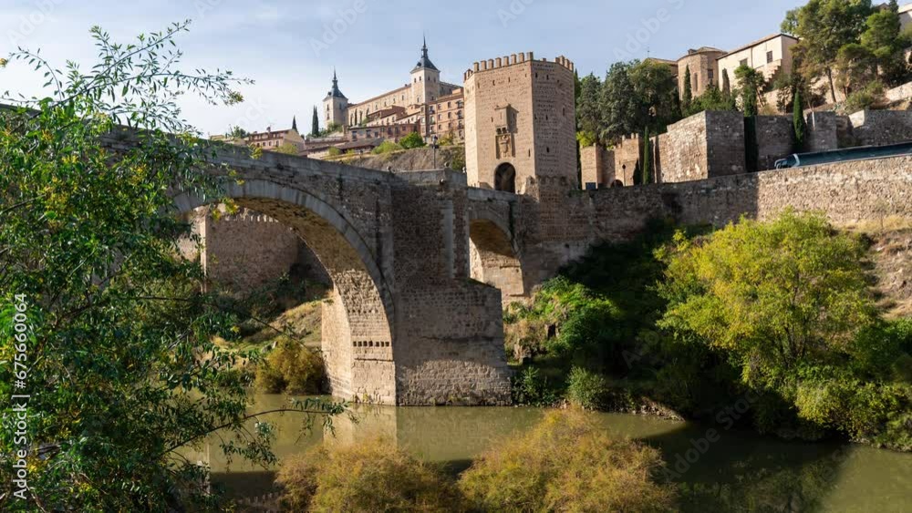 Timelapse of Alcantara Bridge in Toledo Imperial City, Spain Timelapse of Alcantara Bridge in Toledo Imperial City, Spain