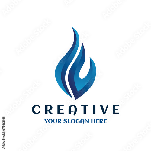 Abstract Gas flame icon logo symbol. Blue fire pictogram Vector illustration isolated on a white background