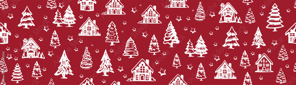 Christmas house and tree drawn illustrations
Christmas house and tree drawn illustrations