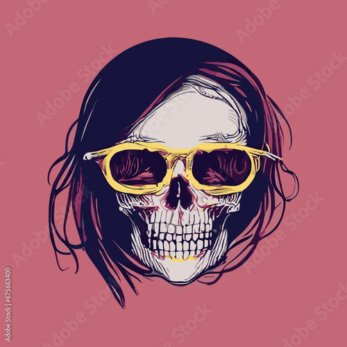 A skull vector , cranium skull , human skull vector,free vector wearing yellow sunglasses © alan