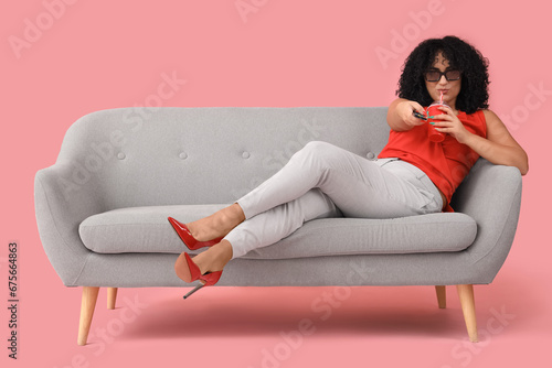 Beautiful woman in 3D glass...