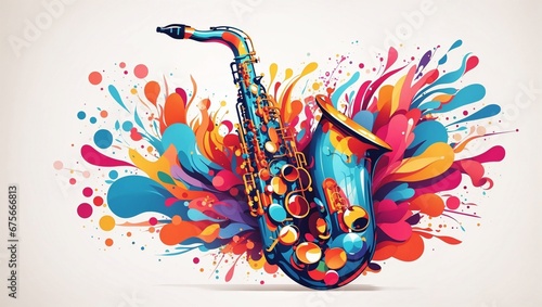 illustration of a colorful saxophone photo