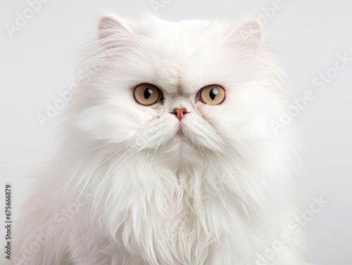 White Persian Cat on a white background.