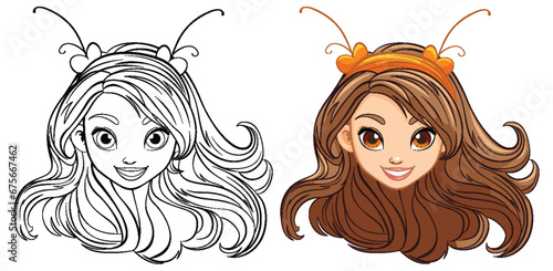 Beautiful Woman with Long Hair and Fancy Hair Decor