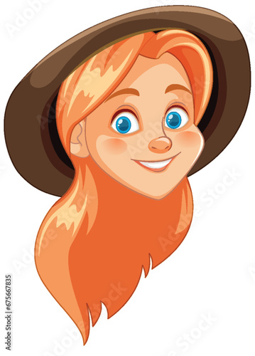 Smiling Cartoon Illustration of a Beautiful Woman