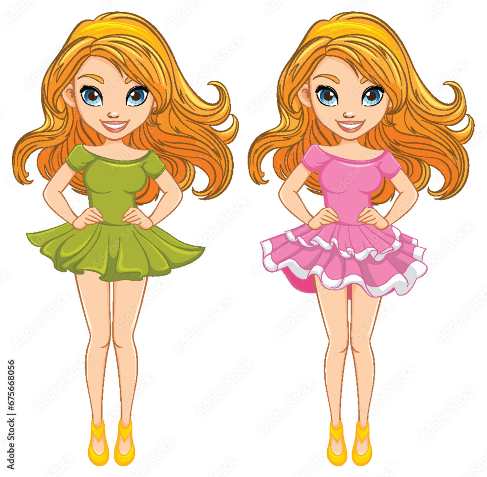 Beautiful Woman with Long Hair in Mini Dress Beautiful Woman with Long Hair in Mini Dress