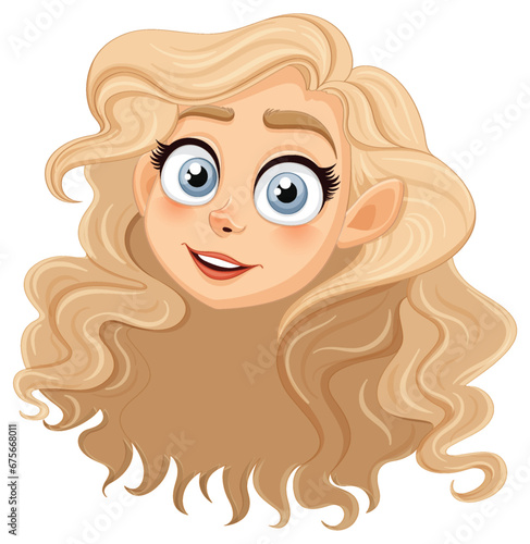Beautiful Teen Cartoon Character with Big Eyes and Blonde Hair