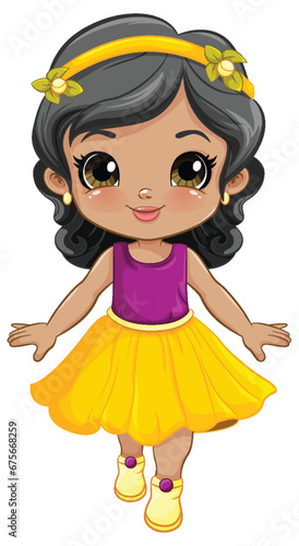Cute Girl in Beautiful Dress Vector