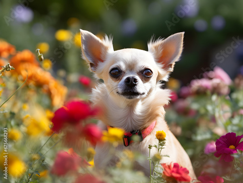 chihuahua puppy with flowers © PlikArts