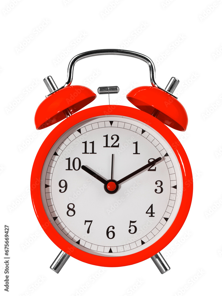 retro round-shaped alarm clock with arrows, isolated retro round-shaped alarm clock with arrows, isolated