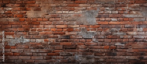 The old brick wall has a textured surface showcasing its history and adding character to the background