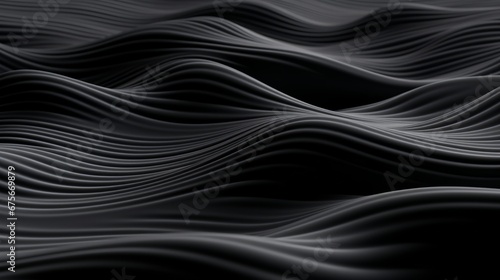 Abstract futuristic dark black background with wave design Realistic 3D wallpaper with luxury flowing lines. Elegant backdrop for poster, websites, brochures, banners, apps, etc.