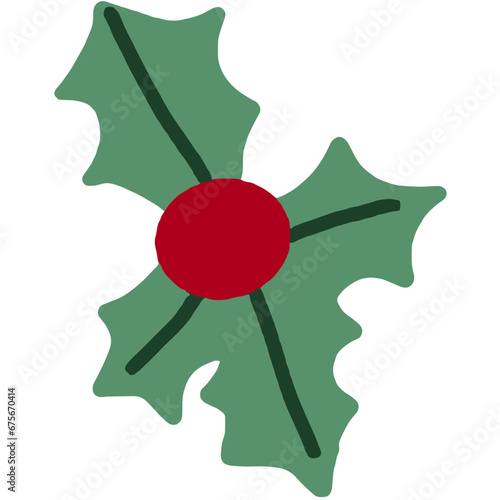 Christmas cute cartoon Hand drawn colored of simple decorative elements.