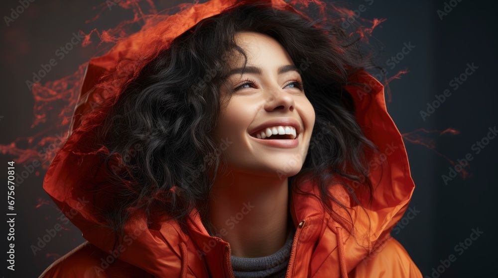 Happy Girl Red Scarf On Winter, Gradient Color Background, Background Images , Hd Wallpapers Happy Girl Red Scarf On Winter, Gradient Color Background, Background Images , Hd Wallpapers