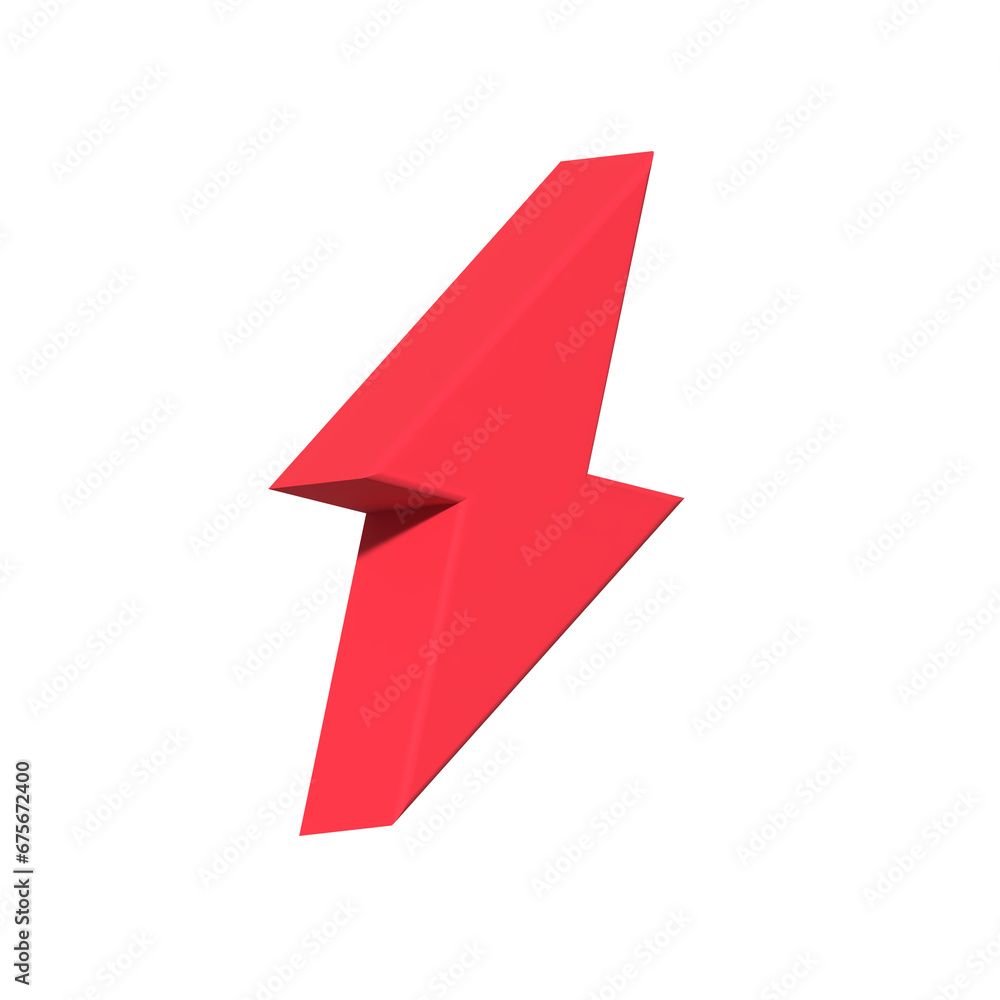 Bolt icon red color 3d symbol Bolt icon red color 3d symbol