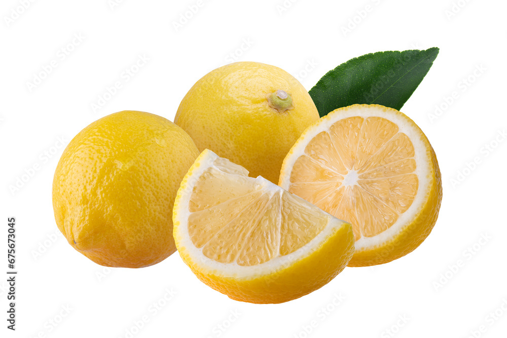 Slice Lemon fruit isolated on a transparent background Slice Lemon fruit isolated on a transparent background