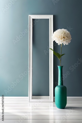 Minimal White Picture Frame Canvas Display With Flower in Vase