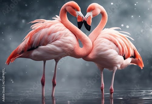 Two flamingos in a courtship dance  animal love  flamingos love  flamingo dance  