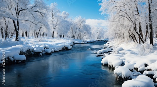 Panorama Mountain River Snowy Mountains Winter, Gradient Color Background, Background Images , Hd Wallpapers © IMPic