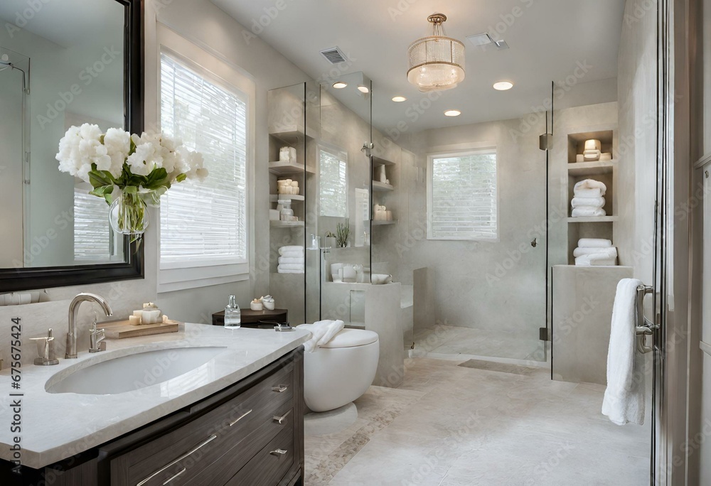 Modern bathroom interior with tiles Modern bathroom interior with tiles