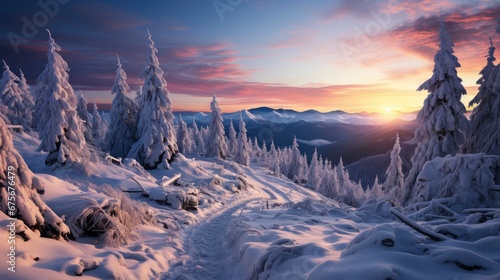 Winter Landscape Sunset Direct Light Colorful, Gradient Color Background, Background Images , Hd Wallpapers © IMPic