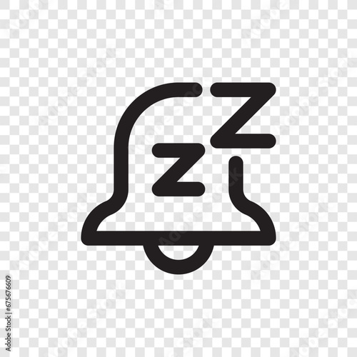 Snooze alarm icon vector, do not disturb icon with alarm and zzz text symbol