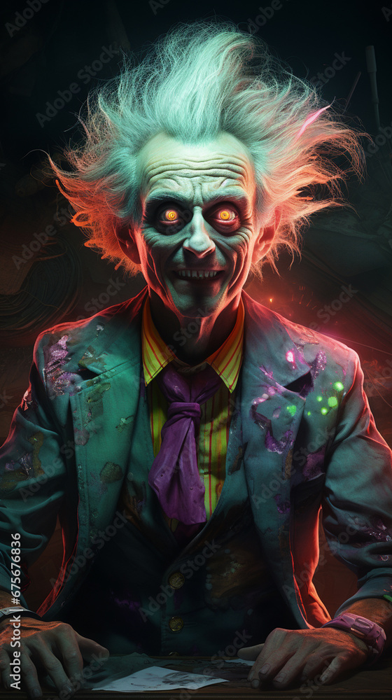 Portrait of a scary clown in the dark. Halloween. Horror. Portrait of a scary clown in the dark. Halloween. Horror.