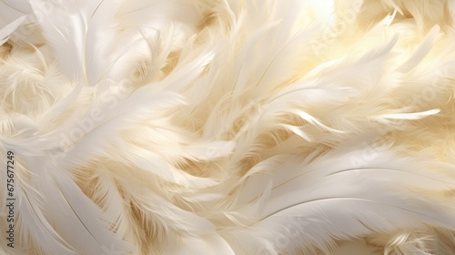white and gold feathers background.