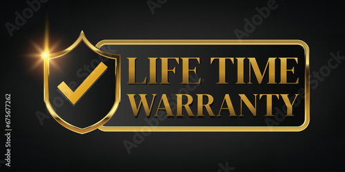 lifetime warranty logo with golden ribbon and golden ribbon.Vector illustration.