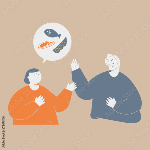 An elderly man who refuses to take nourishment. He is malnourished.