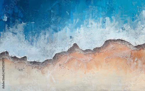 Abstract oil painting sea and beach art wallpaper © Cici