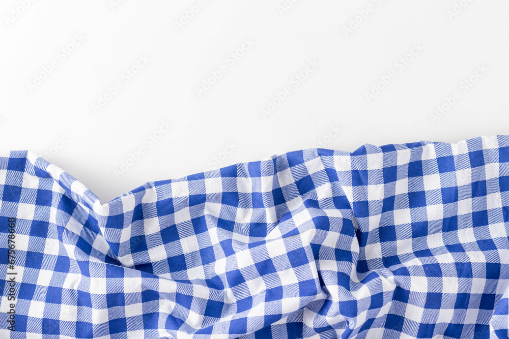 blue tablecloth on white background