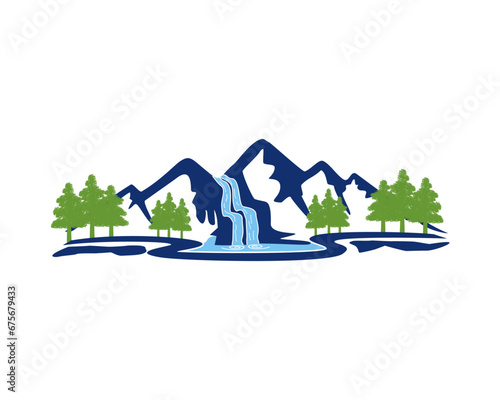 waterfall in mountain icon