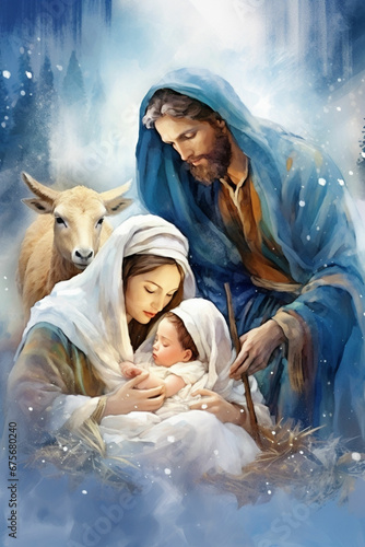 create a nativity jesus holding a baby in his arms