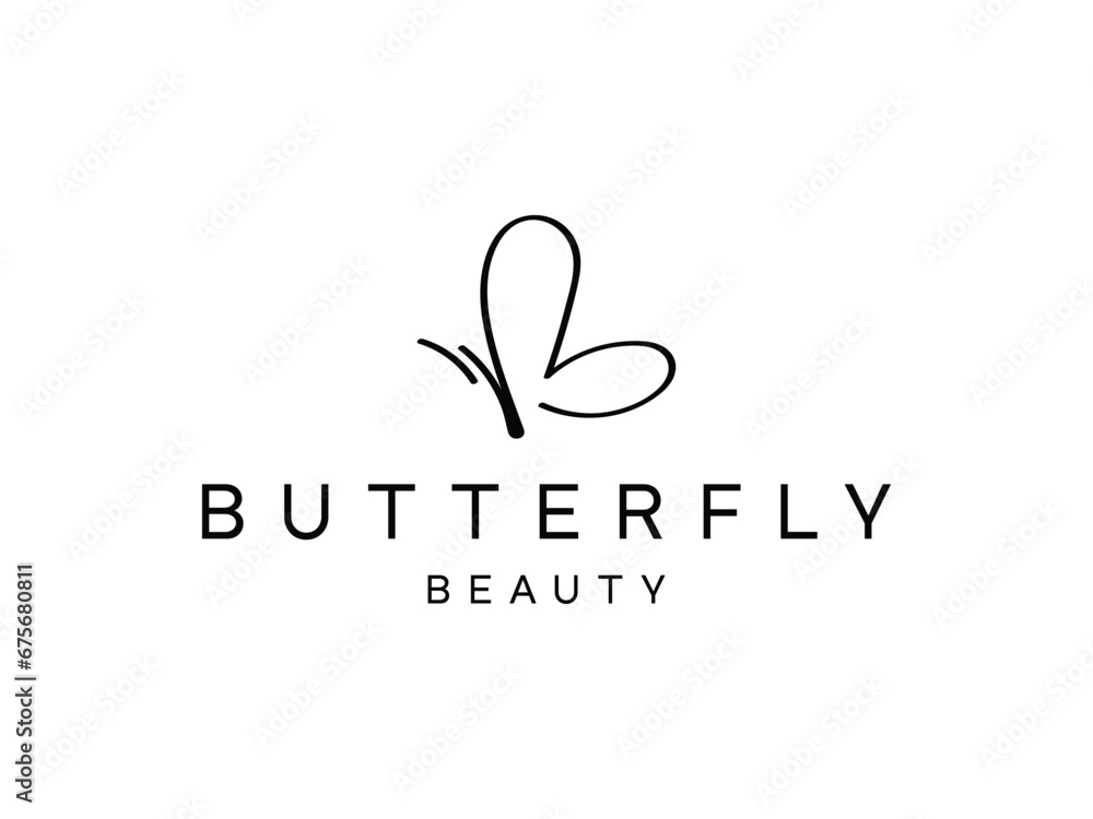 Fototapeta premium abstract butterfly hand drawn creative line logo design